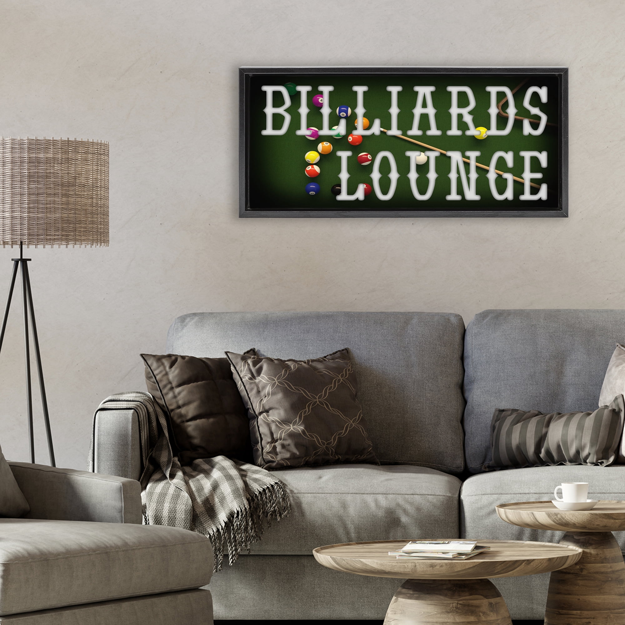 Stupell Industries Billiards Lounge Recreation Black Framed Floater Canvas Wall Art, design by Marcus Prime