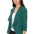 thumbnail image 6 of Women's Elegant Draped Blazer Casual Open Front 3/4 Sleeve Jacket, 6 of 6