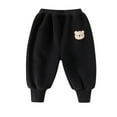 thumbnail image 3 of Swuxness Toddler Casual Fleece Sweatpants, Winter Long Pants for Kids, Kids Pattern Elastic Waist Fleece Lined Cuffed Pants for Boys and Girls Black, 3-4 Years, 3 of 4