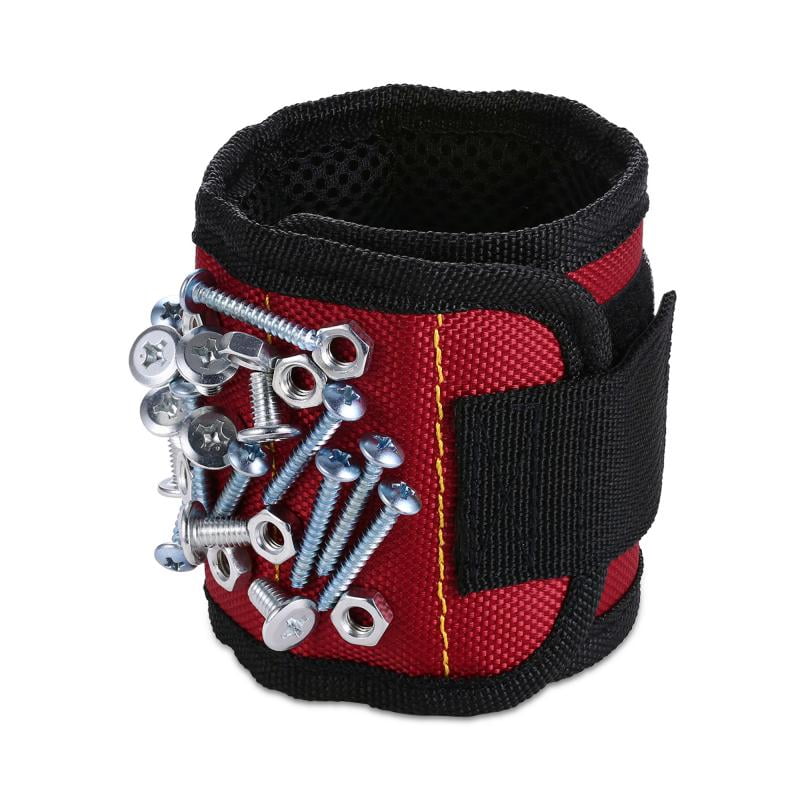 Magnetic Wristband (1 Pack) with Strong Magnets for Holding Screws, Nails, Drill Bits - Best Unique Tool Gift for DIY Handyman, Father/Dad, Husband, Boyfriend, Men, Women (Red)