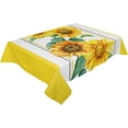 thumbnail image 2 of Sunflower Rectangle/Square/Round Waterproof Tablecloths 60x102 inch Watercolor Summer Flower Botanical Yellow Striepd Polyester Table Cloth Table Cover Tabletop for Wedding Party Dinner, 2 of 6