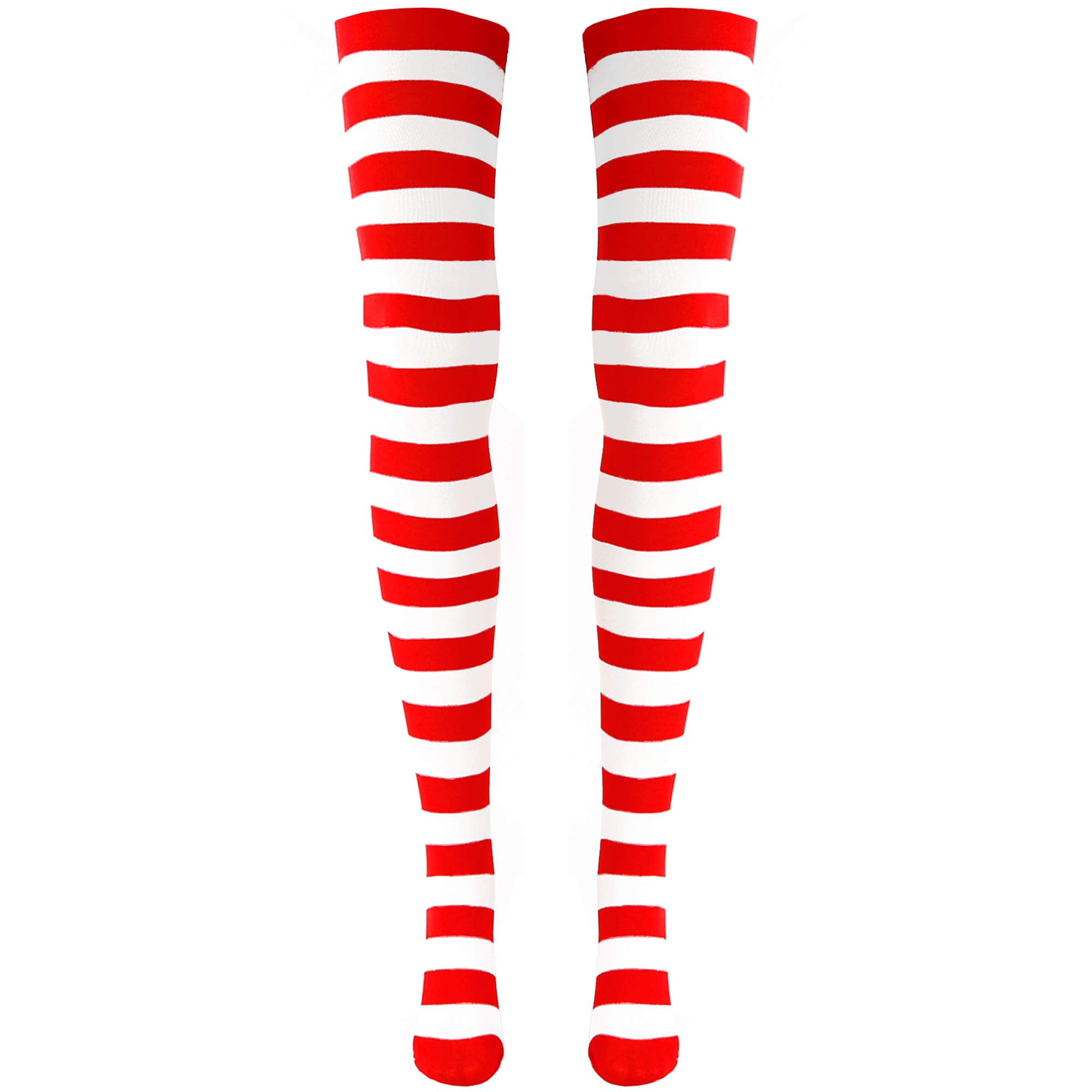 RED AND WHITE STRIPE OVER THE KNEE STOCKING SOCKS