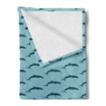 thumbnail image 2 of Dolphin Soft Flannel Fleece Throw Blanket, Ocean Aquatic Fauna Dolphin Silhouette with Blue Color Scheme Abstract, Cozy Plush for Indoor and Outdoor Use, 60" x 80", Pale Blue Dark Blue, by Ambesonne, 2 of 5