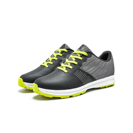

Frontwalk Mens Walking Shoes Professional Golf Lace Up Sneakers Sports Casual Footwears Men s Spikeless Gray Green 9.5