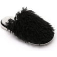 thumbnail image 5 of Seranoma Jenna Womens Ladies Fuzzy Flat Comfort Fur Thermal Indoor Outdoor Slide Home Slippers Black, 5 of 7