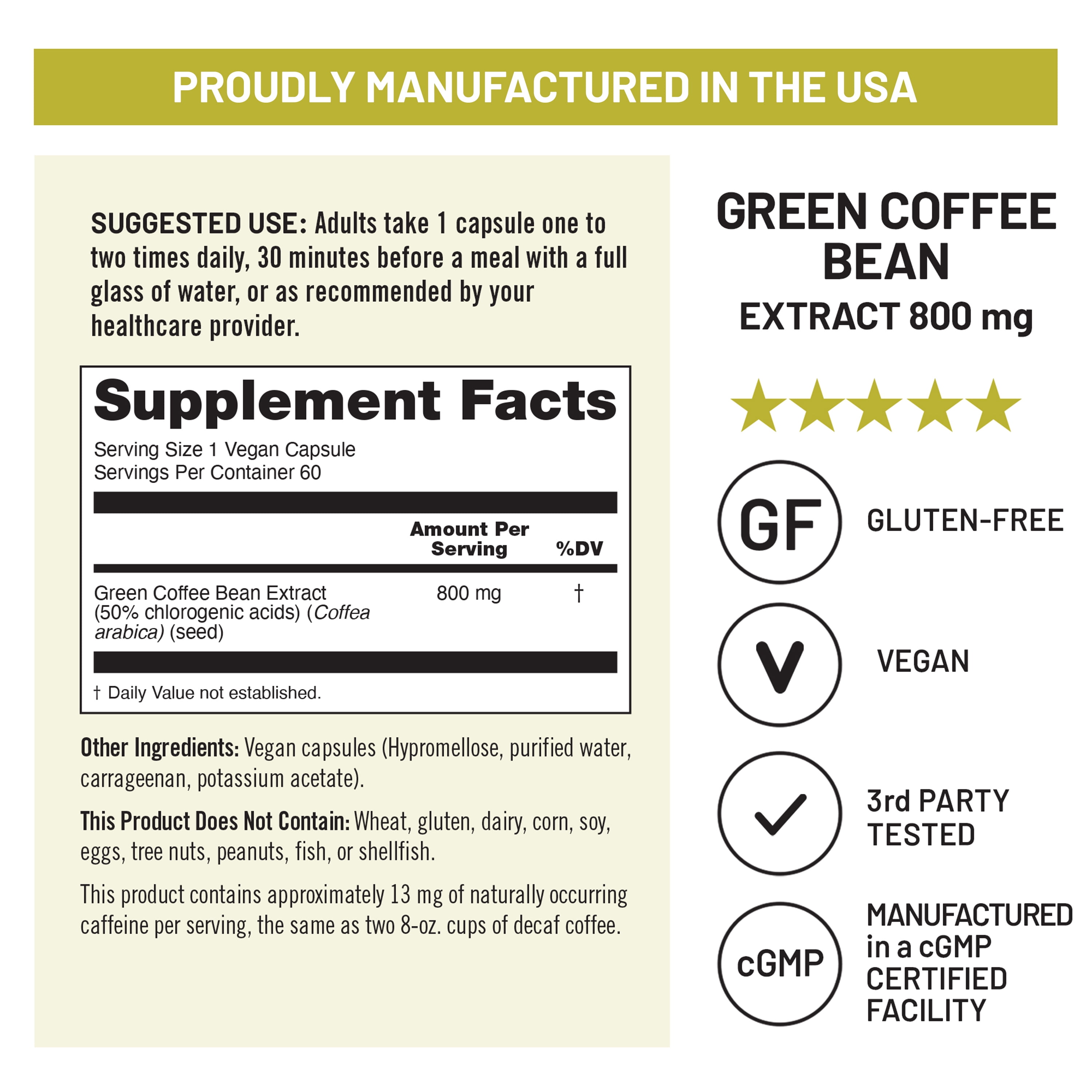 NatureWise Green Coffee Bean Extract - Vegan, Non-GMO - 60 Capsules[30-Day Supply]