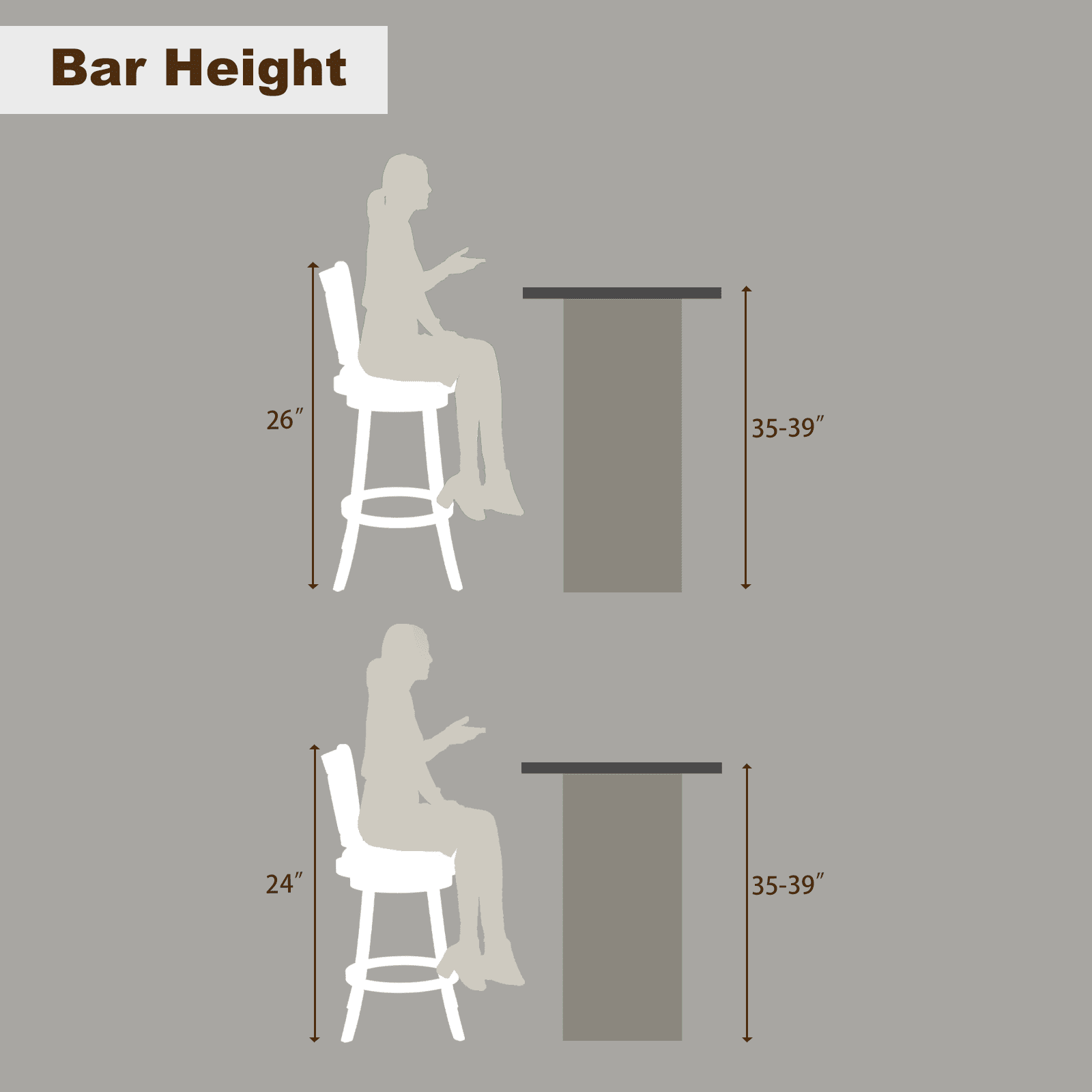 26 Inch Swivel Bar Stools Set of 2 Rotated Counter Height Barstool with High Back Fabric Upholstered Kitchen Island Stools Chair for Home Bar, Black