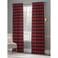 thumbnail image 3 of Sheer Curtains 84 inches Long 2 Panels Set Rustic Red Black Buffalo Check Plaid Pattern Light Filtering Sheer Drapes Rod Pocket Window Curtains for Living Room/Bedroom, Christmas, 3 of 8