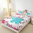 thumbnail image 4 of Manfei Cute Elephant Full Size Sheets for Kids Girls, Pink Butterfly Floral Bed Sheets, Spring Garden Blossoms Sheet Sets, Lightweight Room Decor 4pcs, 4 of 7