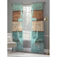 thumbnail image 4 of Turquoise Anchor Sheer Curtains 96 Inch Length 2 Panels Set for Living Room/Bedroom, Nautical Brown Green Retro Wood Grain Curtain Sheers Drapes Rod Pocket Curtains Window Treatment Set 52''x96''x2, 4 of 7