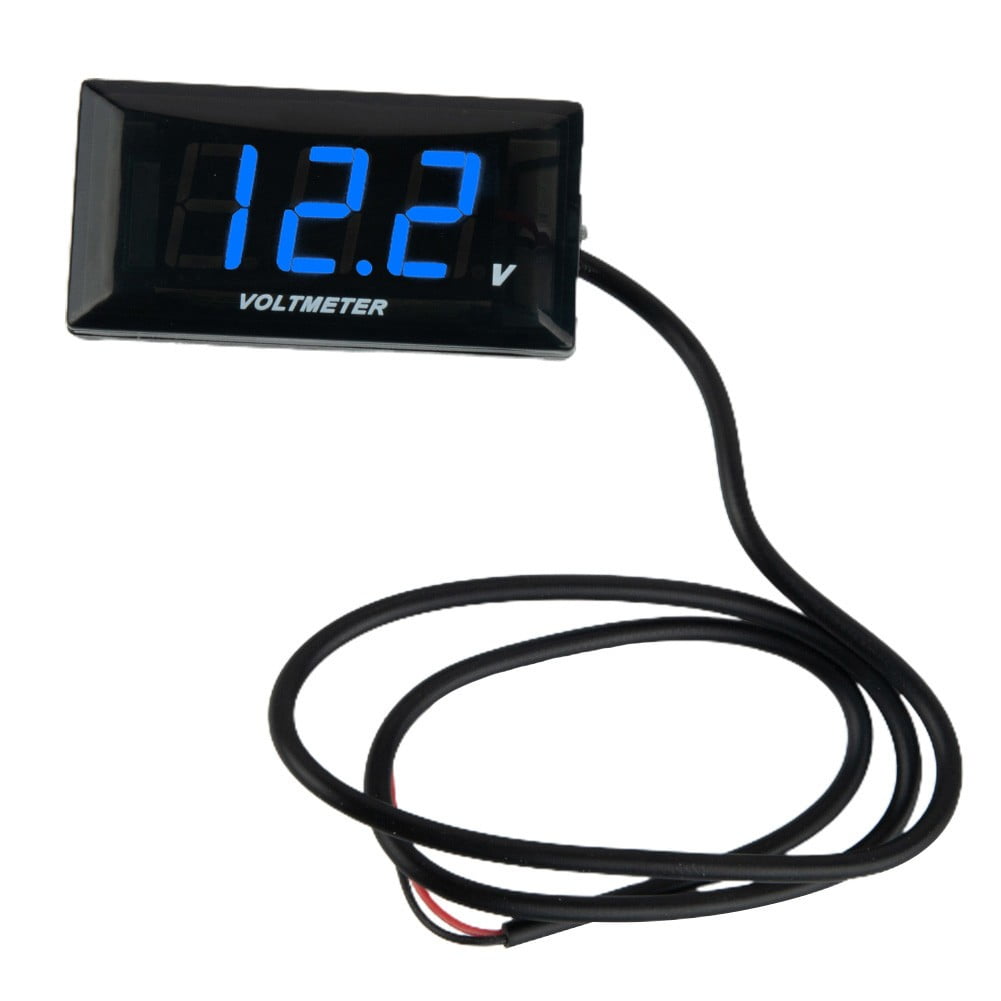 Waterproof LED Digital Voltmeter DC 5-48V - Round Panel Mount Voltage