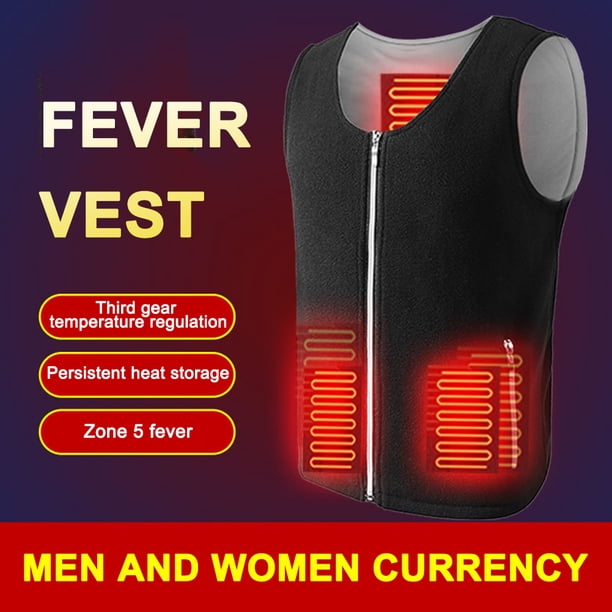 Chaleco Calentado Chaqueta con calefacción eléctrica USB Mujeres Hombres Chaleco con calefacción 5 Zona de calefacción (Negro L)