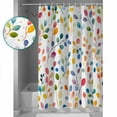 thumbnail image 3 of 72x78 Inch Shower Curtain Colorful Leaves Bathroom Decor Waterproof Fabric Bathtub Bath Curtains Decorative Modern Boho Painting Plant Branch Extra Long Shower Curtain Set with Hooks, 3 of 6