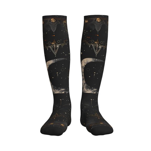 Rateoe Abstract Starry Sky Moon Compression Socks for Women and Men 20-30mmHg-Circulation Support Socks Knee High Nurse Pregnant Running Medical and Travel Athletic