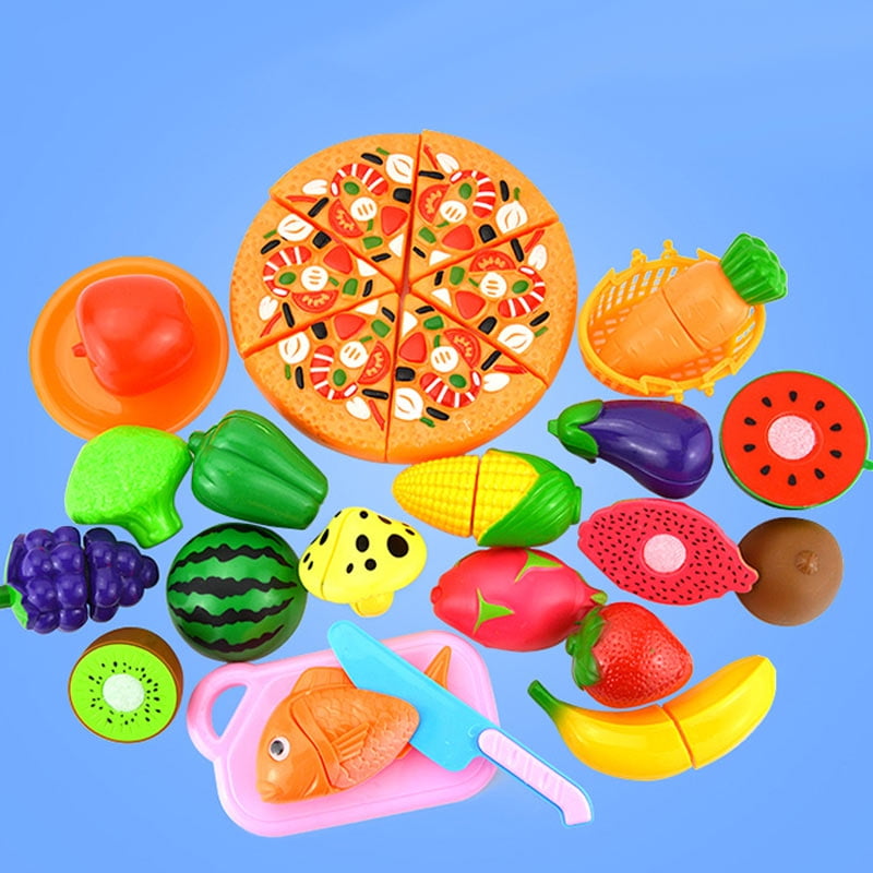 24pcs Kitchen Pretend Play Toy Fruit Vegetable Cutting Toy Simulation Food A+ 