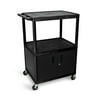 48"H Endura 3 Shelves Equipment Storage AV Cart with Cabinet - Black