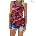 thumbnail image 3 of Débardeur Sans Manches Camouflage Chemise Ronde d'Été Débardeur Col Camouflage Femme Haut d'Été, Rouge Vin, 3TG, 3 of 6