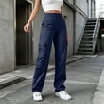 thumbnail image 6 of SwiftWear Women Cargo Pants High Waisted Elastic Waistband Straight Leg Trousers with Pockets Casual Hiking Pants, 6 of 9