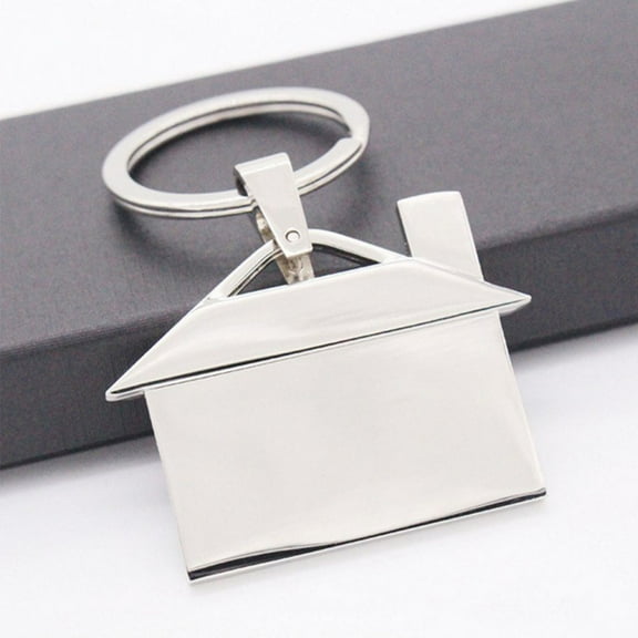 BESTOYARD Small House Shaped Keychain Cute Keychain Charms Silver 1Pack