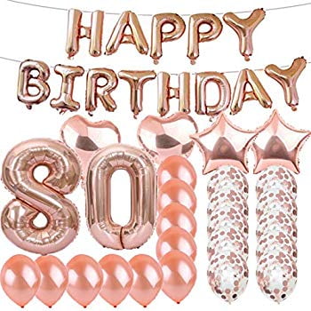 16" 80 Rose Gold Number Balloons 80th Birthday Party Anniversary Foil Balloon US