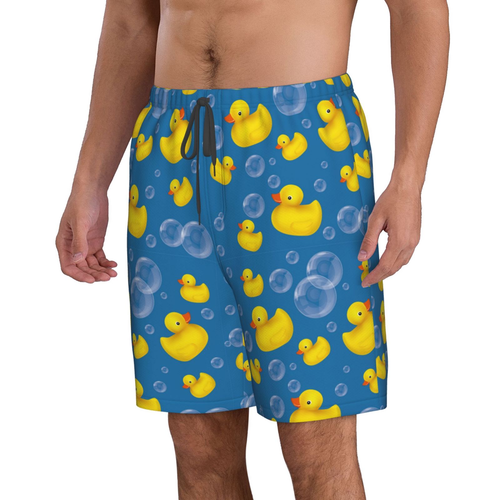 Vsdgher Rubber Duck Men's Beach Shorts, Surfing shorts, Swim trunks, Quick Dry Swim Trunks for Surfing Beach Fun -Small