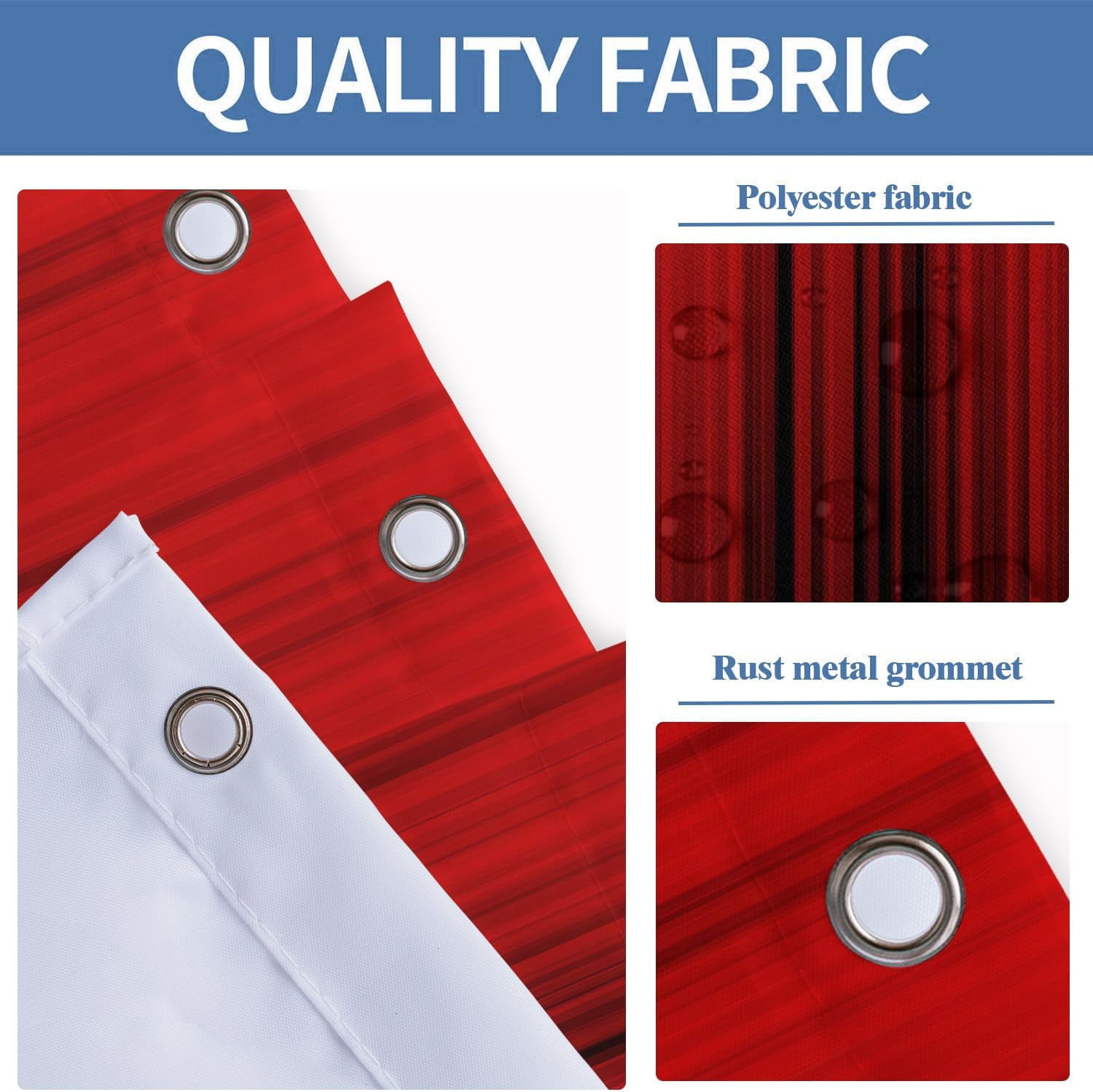 Red and Black Shower Curtain Funny Adult Men Anime Elegant Design Bright Decorative Asian Dark Abstract Cool Gradient Vintage Home Bathroom Decor Bathtub Set with 12 Hooks, 72x72, Modern