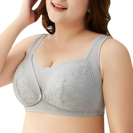 

Akiihool Womens Plus Size Womens Bras Comfortable Women s Cloud Cotton Comfort Front & Back Close Racerback Bra (Grey AE)