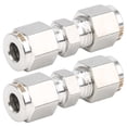 thumbnail image 1 of Stainless Steel Compression Fitting,2Pcs 316 Stainless Steel Double Ferrule Reducer Straight Compression Tube Fitting Convenient Use, 1 of 8