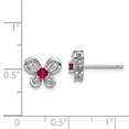 thumbnail image 3 of 925 Sterling Silver Created Ruby Stud Boucles d'Oreilles Birthstone July Arrow Bow, 3 of 7