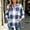 Blue, variant on WRFWUL Womens Plaid Hoodies Oversized Long Sleeve V Neck Pullover Sweatshirt Casual Fall Fashion Drawstring Hooded Shirts