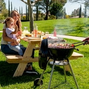Megamaster 18 Portable Charcoal Barbecue Grill with Adjustable Air Vent, Storage Rack, 245 SQ. In Cooking Area, 2 Wheel Transport BBQ Grill for Camping, Outdoor Cooking, Patios, and More - 810-KY003