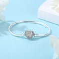thumbnail image 2 of Original 925 Sterling Silver Bracelets Bangles Crystal Ball Love Heart Clasp Beads Charms Moments Bracelet For Women DIY Jewelry, 2 of 5