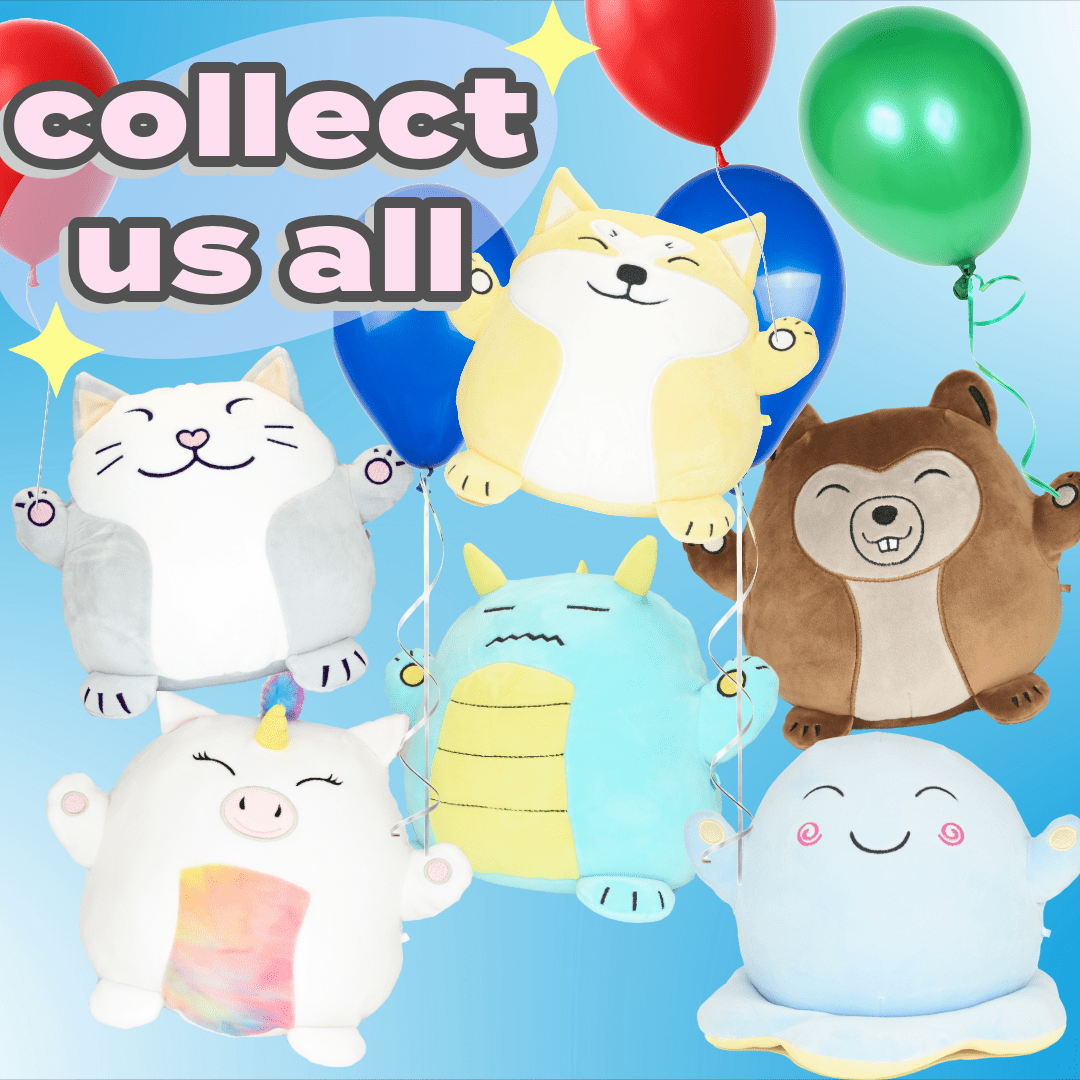 Hachibis 6-pack 8-inch Unicorn, Octopus, Beaver, Dog, Cat and Dragon Stuffed Animals Pillow Plush Toys