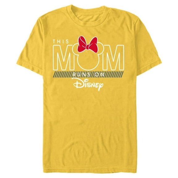 Disney Minnie Mouse This Mom Runs on Disney - Short Sleeve Blended T-Shirt for Adults- Customized-Yellow