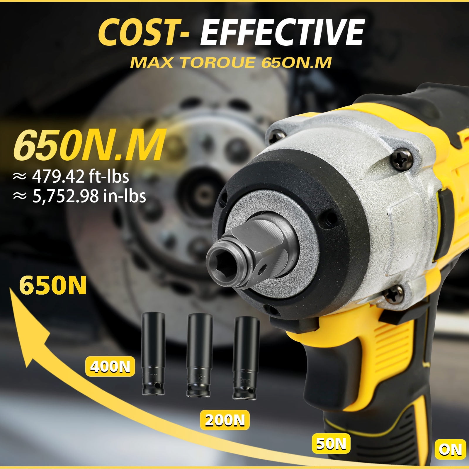 Brushless Electric Wrench with Full Copper Motor, Cordless Impact Wrench with Dual 3000mAh Batteries, Adjustable Torque Variable Speed Power Tool