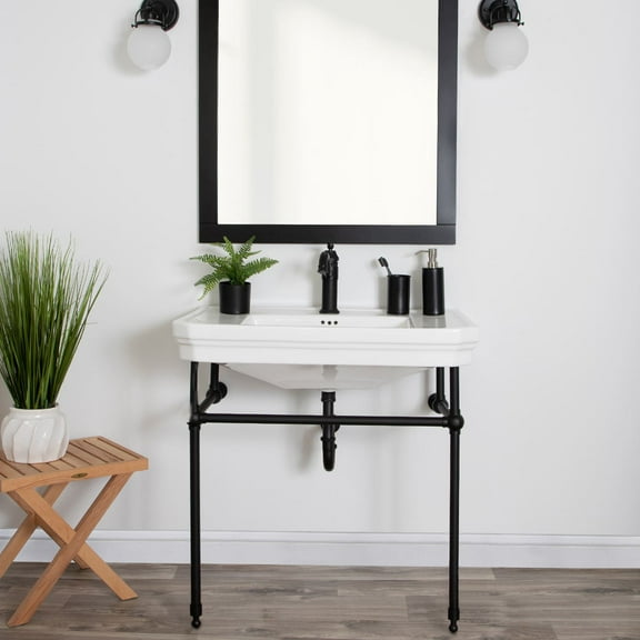 Oxford 32 Inch Console Bathroom Sink - Single Hole Faucet Drilling