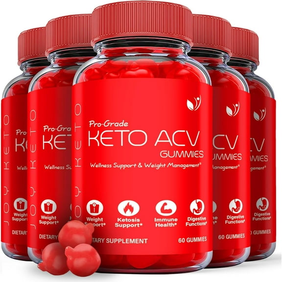 (5 Pack) Joy Keto Pro Grade Keto ACV Gummies - Apple Cider Vinegar Supplement for Weight Loss - Energy & Focus Boosting Dietary Supplements for Weight Management & Metabolism - Fat Burn - 300 Gummies