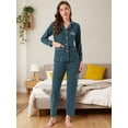 thumbnail image 3 of DARING DIVA Cotton Pajamas Long Sleeve Lounge Sets Button Down Pants 2XL Lake Blue, 3 of 7