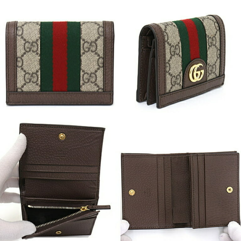 Authenticated Used GUCCI Gucci Ophidia GG Card Case Coin & Billfold Mini  Wallet Compact Bifold Supreme Canvas Leather 523155 Beige Brown Red Green  Gold Hardware S Rank 