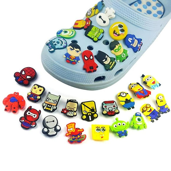 20pcs Crocs Jibbitz Random Style Pvc Cute Cartoon Shoes Charm For Crocs Slipper