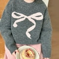 thumbnail image 5 of Posijego Toddler Girls Sweaters Bow Printed Long Sleeve Crew Neck Knit Pullover Sweater for Little Girls Warm Sweaters, 5 of 6