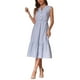 thumbnail image 4 of INSPIRE CHIC Vestido de Camisa Midi Sin Mangas con Botones y Pliegues de Rayas para Mujer en Verano Color Azul, 4 of 5