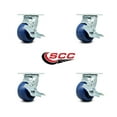 thumbnail image 2 of 4 Inch Solid Polyurethane Swivel Caster Set with Roller Bearings and Brakes SCC, 2 of 2