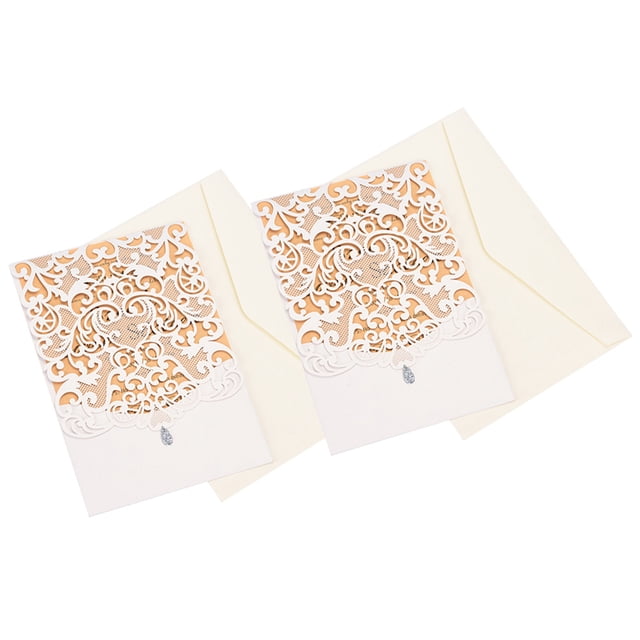 CIMAXIC Wedding 10 Sets European Style Invitations Romantic Invitation Cards Envelopes for Business Wedding Birthday Party (D0120) (White Invitation+Card+Envelope+Sealing Sticker)