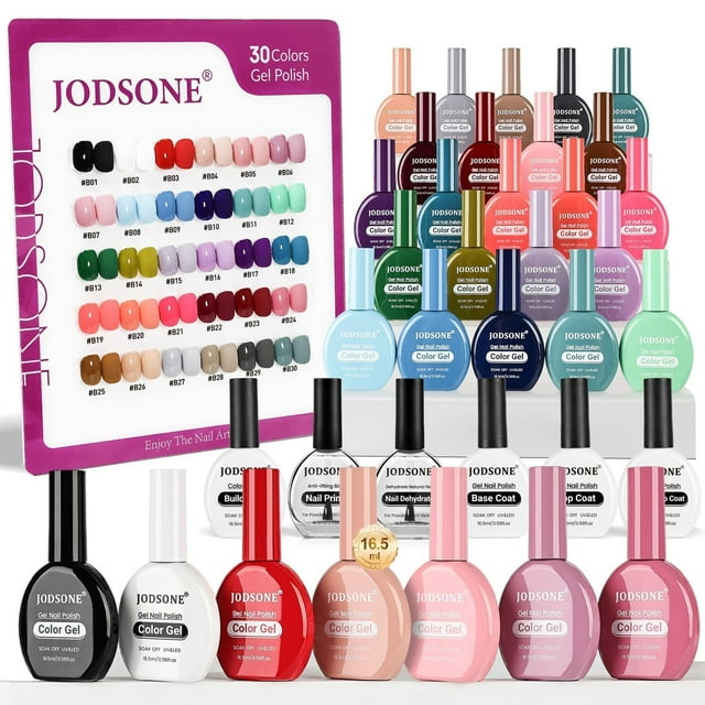 Set de esmaltes de uñas en gel JODSONE de 30 colores con 6 geles funcionales