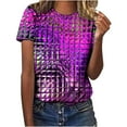 thumbnail image 2 of Fesfesfes Womens Basics Top Women Funny Printed Geometric Dazzling Casual Fashion Short Sleeve Tops Blouse Gym Clothes for Women M(US:6), 2 of 8