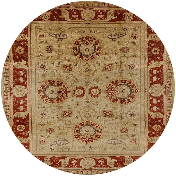 Ahgly Company Indoor Round Mid-Century Modern Mahogany Brown Oriental Area Rugs, 3' Round