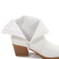 thumbnail image 2 of Women PU Leather Stacked Block Heel Western Cowboy Ankle Zip Up Boots (White / 7), 2 of 8