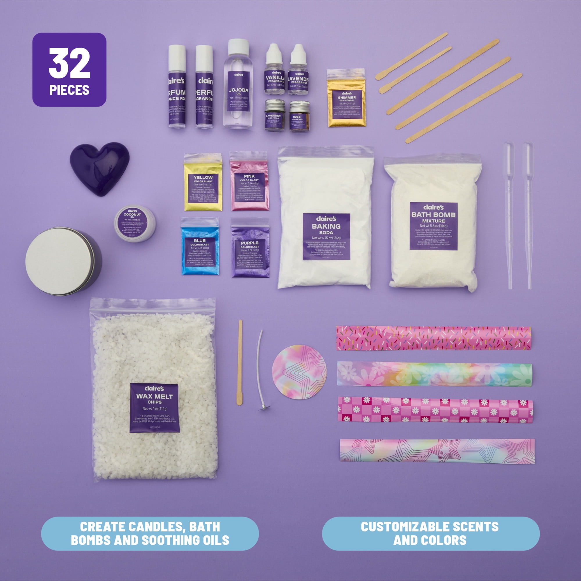 Claire’s® DIY Spa Relaxation Craft Kit, Kids Spa Kit, Bath Bomb Making Set, Self-Care Arts & Crafts