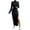 Black, variant on Turtleneck Bodycon Maxi Dress for Women Long Sleeve Slim Fit Stretchy Casual Fall Winter Split Dresses